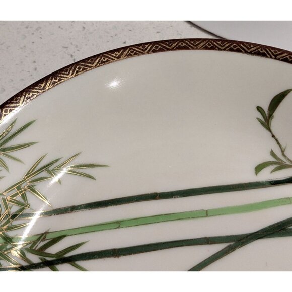 3 soup bowls Kutani Eggshell China 7.5" Bamboo Geometric Border Japan Pre-1930 - Picture 13 of 14